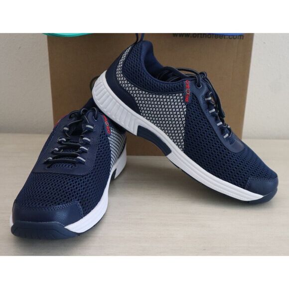 OrthoFeet Men's Sz 11.5D Blue Edgewater Stretch Orthopedic Sneakers - Picture 2 of 13